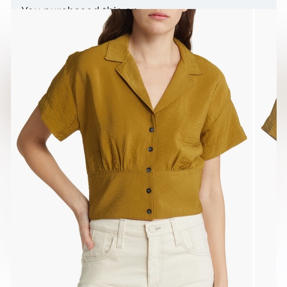 Olive Button-Up Women's Top - Picture 1 of 2